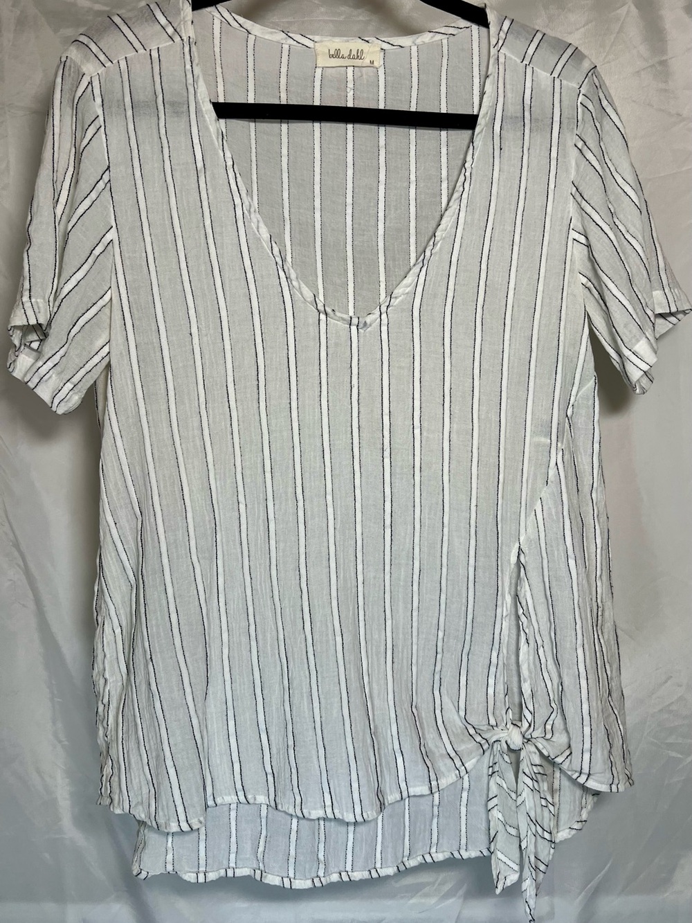 Bella Dahl Striped 100% Cotton Tie Front Popover Top Size M